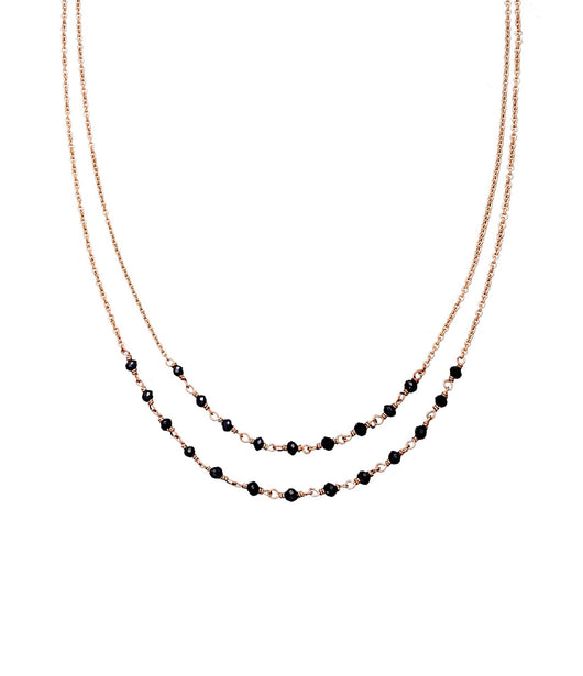 Sethi Couture Rose Gold Double Row Black Diamond Jillian Necklace