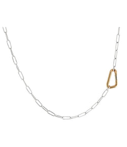 Heather Moore Silver Link Chain with Yellow Gold Carabiner Hinge 31