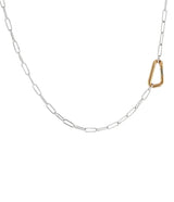 Heather Moore Silver Link Chain with Yellow Gold Carabiner Hinge 18" Necklace