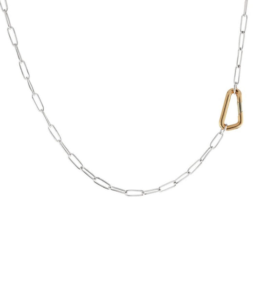 Heather Moore Silver Link Chain with Yellow Gold Carabiner Hinge 18