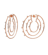 Mattia Cielo 3 Row Rose Gold & Diamond Hoop Earrings