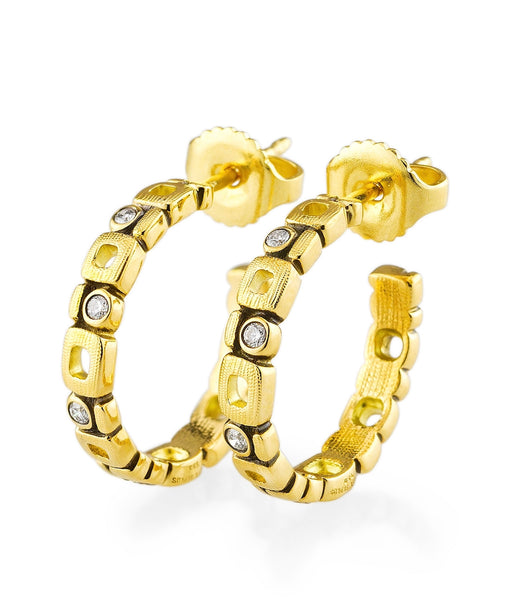 Alex Sepkus 'Micro Windows' Yellow Gold and Diamond Hoop Earrings