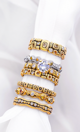 Alex Sepkus Diamond and Yellow Gold "Micro Windows" Band