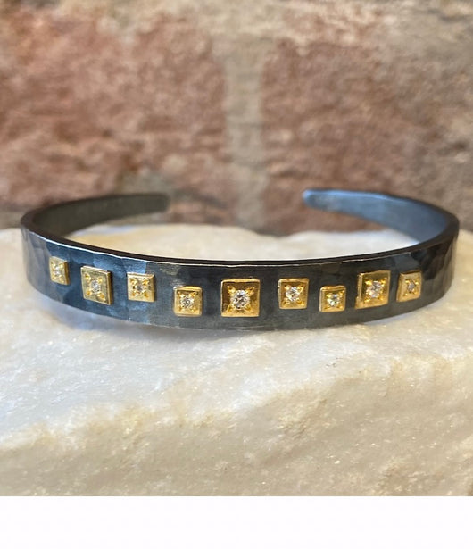 Annie Fensterstock Diamond Square Cuff