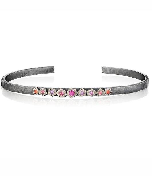 Annie Fenterstock Thin Sapphire and Ruby Rock Cuff