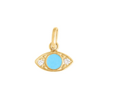 Gigi Clozeau Yellow Gold, Diamond, and Turquoise Resin Evil Eye Pendant