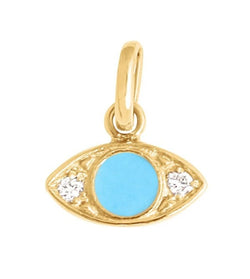 Gigi Clozeau Yellow Gold, Diamond, and Turquoise Resin Evil Eye Pendant