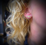 Jessica Weiss White Diamond and Yellow Gold Cluster Studs