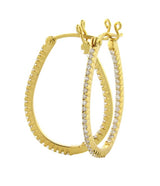 Sethi Couture Yellow Gold and Diamond Oval Micro Prong Hoop Earrings