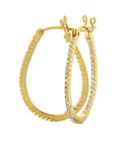 Sethi Couture Yellow Gold and Diamond Oval Micro Prong Hoop Earrings
