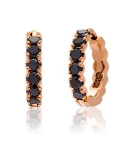 Sethi Couture Rose Gold and Black Diamond Zelda Huggy Earrings