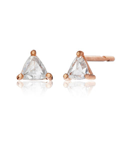 Sethi Couture Rose Gold Petite Trillion Cut Diamond Stud Earrings
