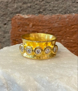 Ara 24k Gold Five Diamond Cigar Band Ring