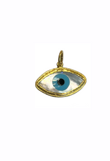 Ara Mini Mother of Pearl and 24kt Gold Evil Eye Pendant
