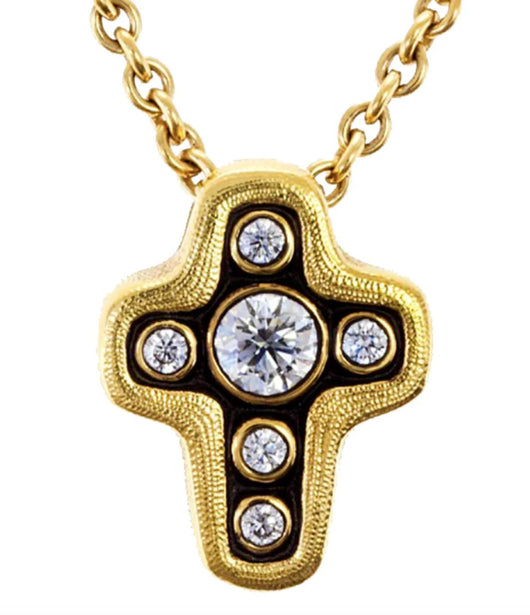 Alex Sepkus Yellow Gold and Diamond Cross Pendant Necklace