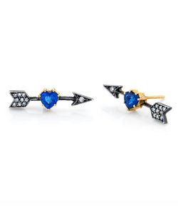 Arman Sapphire Heart Arrow Stud Earrings