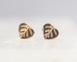 Bristol and Cole Small Aspen Leaf Gold Stud Earrings