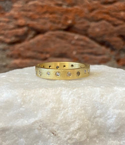 EYG Collection Brushed Gold Burnish Set Diamond Eternity Band