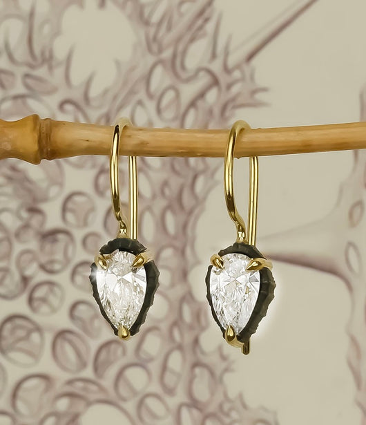 Sarah Graham Chroma Bezel Pear Shaped Diamond Earrings