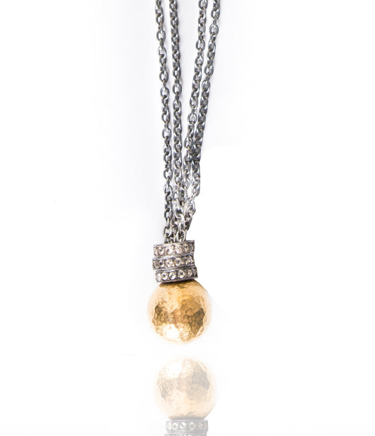 Ara 24K Hammered Ball Necklace with Diamond Rondels