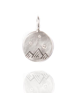 Heather Moore Mountain Stamp and Diamond Sterling Silver Round Charm