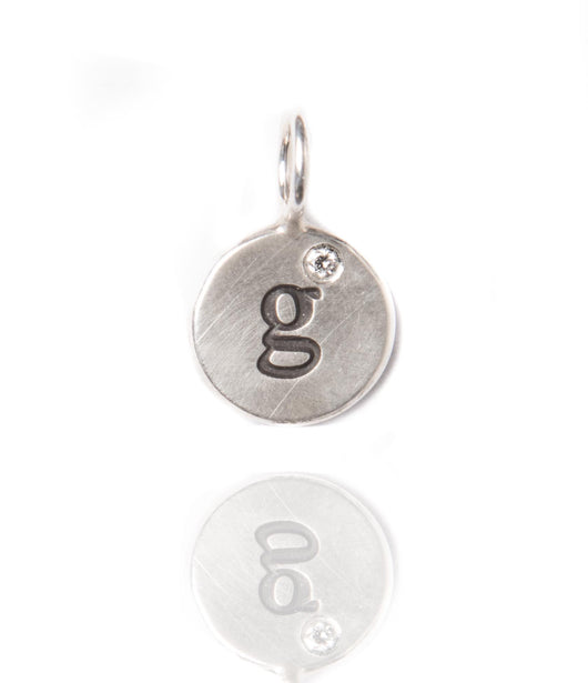 Heather Moore Silver 'G' Charm with Diamond