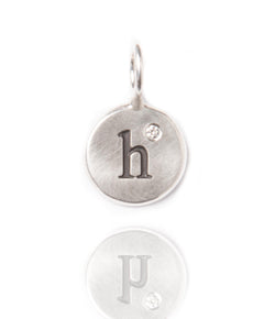 Heather Moore Silver 'H' Charm with Diamond