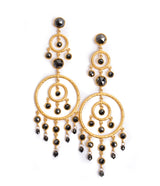 Ara Black Diamond and 24K Gold Chandelier Earrings