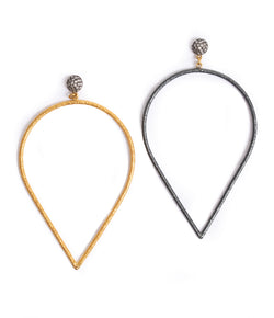 Ara 24kt Gold and Oxidized Silver Pear Dangle Earrings