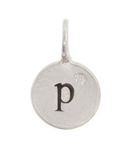 Heather Moore Silver 'P' Charm with Diamond