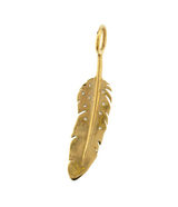 Heather Moore 14kt Yellow Gold and Patina Feather Charm with White Diamonds
