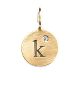 Heather Moore Yellow Gold 'K' Charm with Diamond