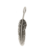 Heather Moore Sterling Silver and Patina with White Diamonds Feather Charm