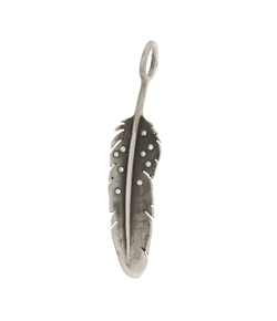 Heather Moore Sterling Silver and Patina with White Diamonds Feather Charm