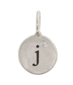Heather Moore Silver 'J' Charm with Diamond