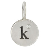 Heather Moore Silver "K" Charm with Single Diamond
