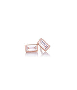 Sethi Couture Baguette Diamond and Rose Gold Stud Earrings