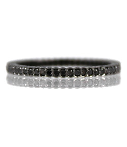Sethi Couture Black Diamond and Black Rhodium Scallop Eternity Band