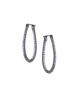 Sethi Couture White Gold and Diamond Oval Micro Prong Hoop Earrings
