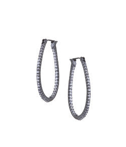 Sethi Couture White Gold and Diamond Oval Micro Prong Hoop Earrings