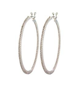 Sethi Couture White Gold Micro Prong Large Diamond Hoops