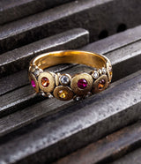 Alex Sepkus Fire Mix Sapphires and Yellow Gold "Candy" Dome Ring